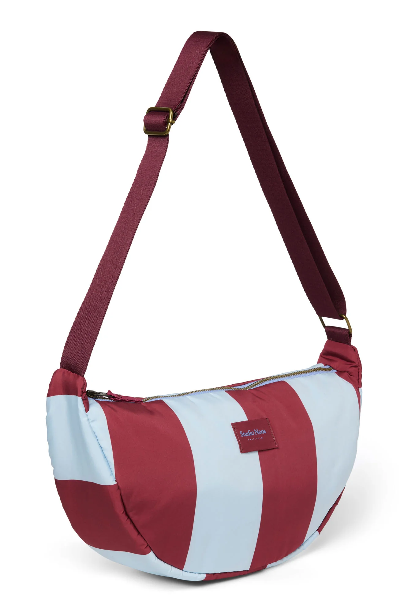 Bold Stripe Adult Fanny Pack | Bordeaux/Light Blue - Image 3