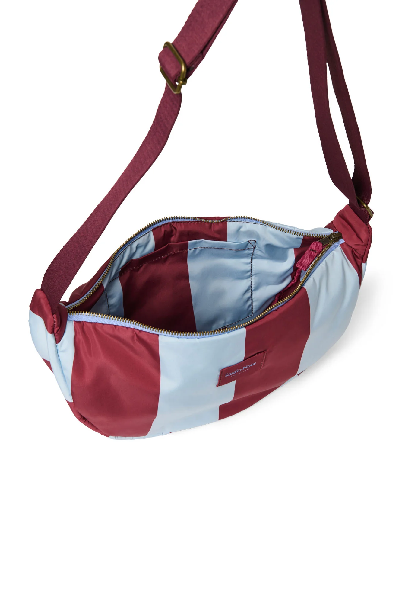 Bold Stripe Adult Fanny Pack | Bordeaux/Light Blue - Image 5