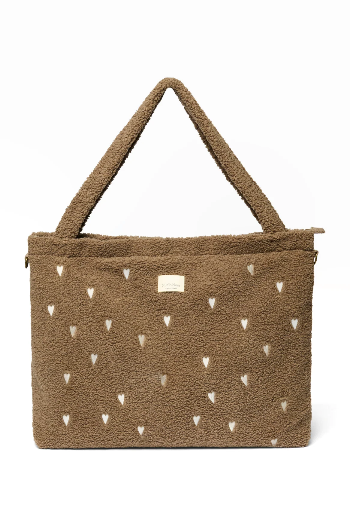 Teddy Diaper Bag | Brown Hearts