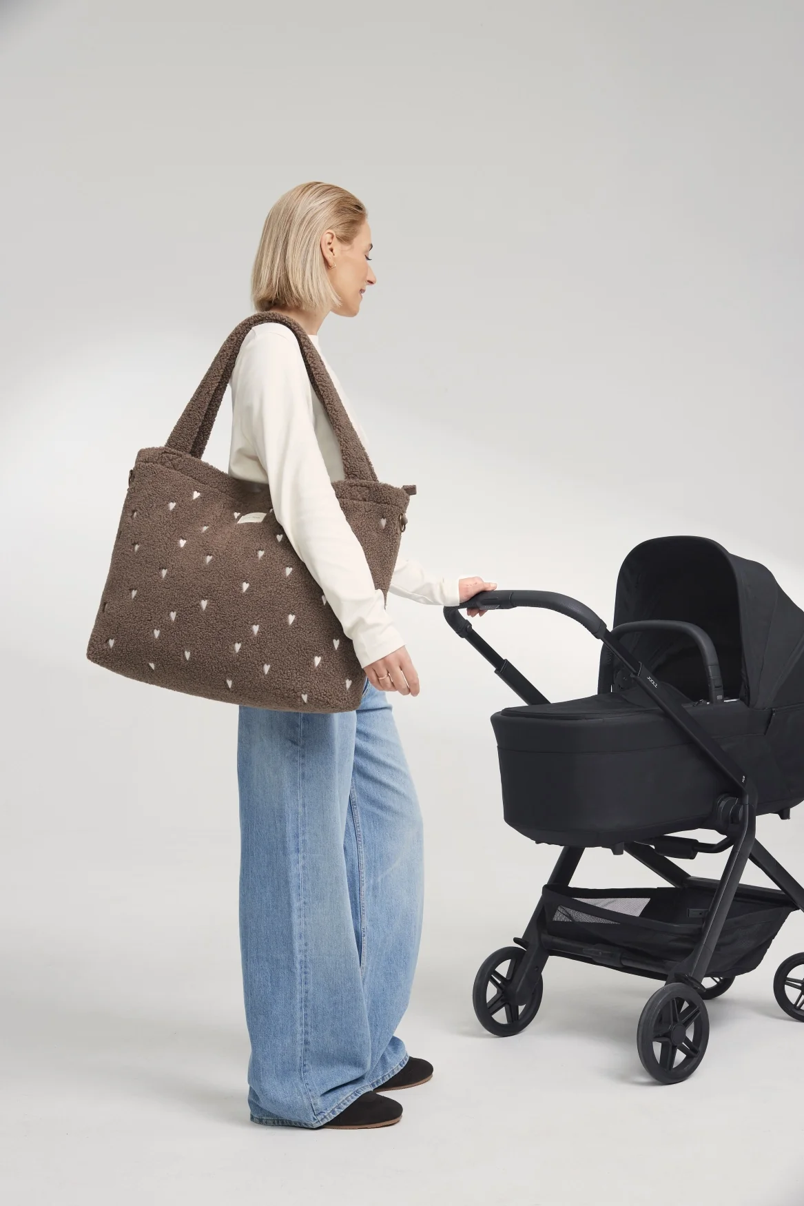 Teddy Diaper Bag | Brown Hearts - Image 2