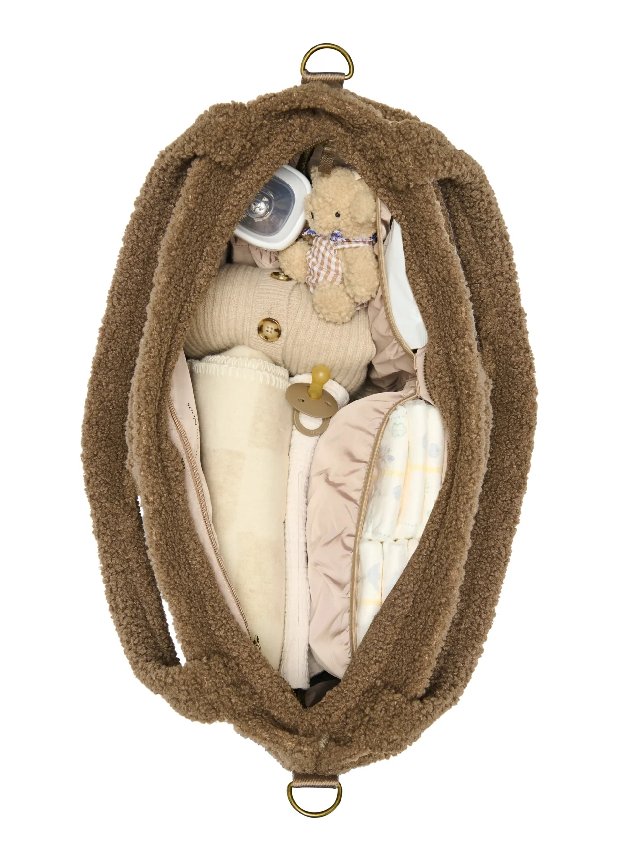 Teddy Diaper Bag | Brown Hearts - Image 8