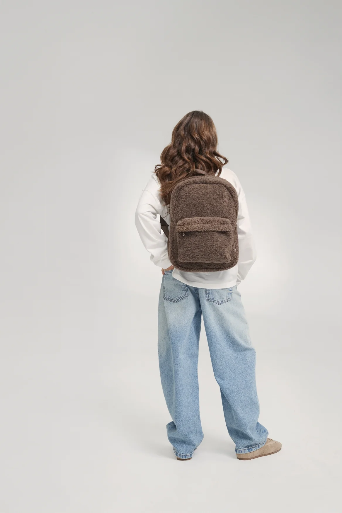 Teddy Midi Backpack Front Pocket | Brown - Image 3