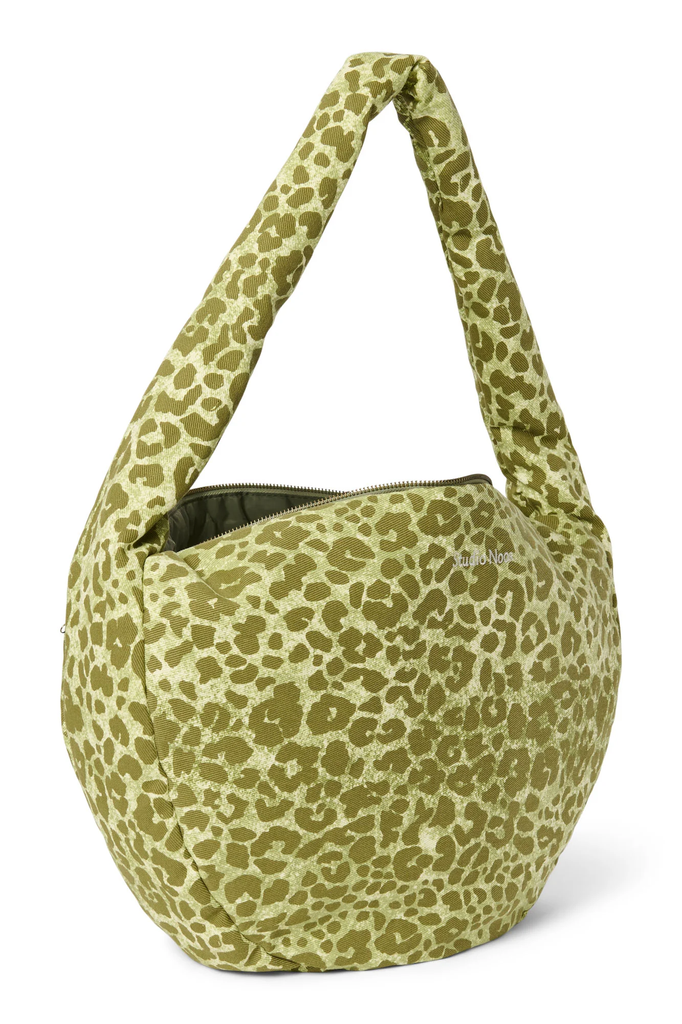 Cotton Cross Body Bag | Green Leopard - Image 3