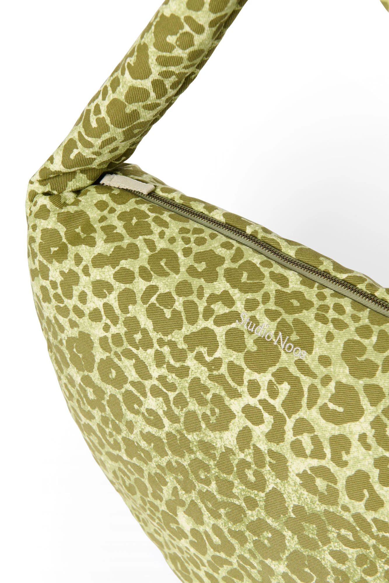 Cotton Cross Body Bag | Green Leopard - Image 6