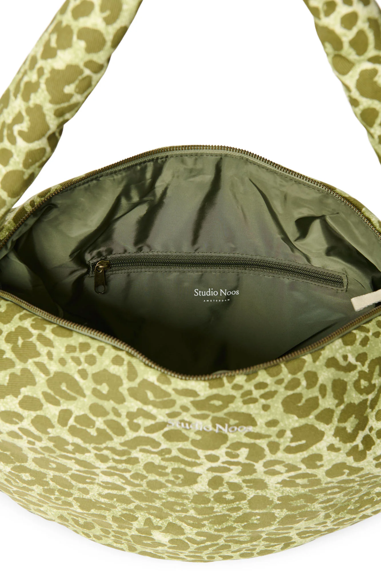 Cotton Cross Body Bag | Green Leopard - Image 7