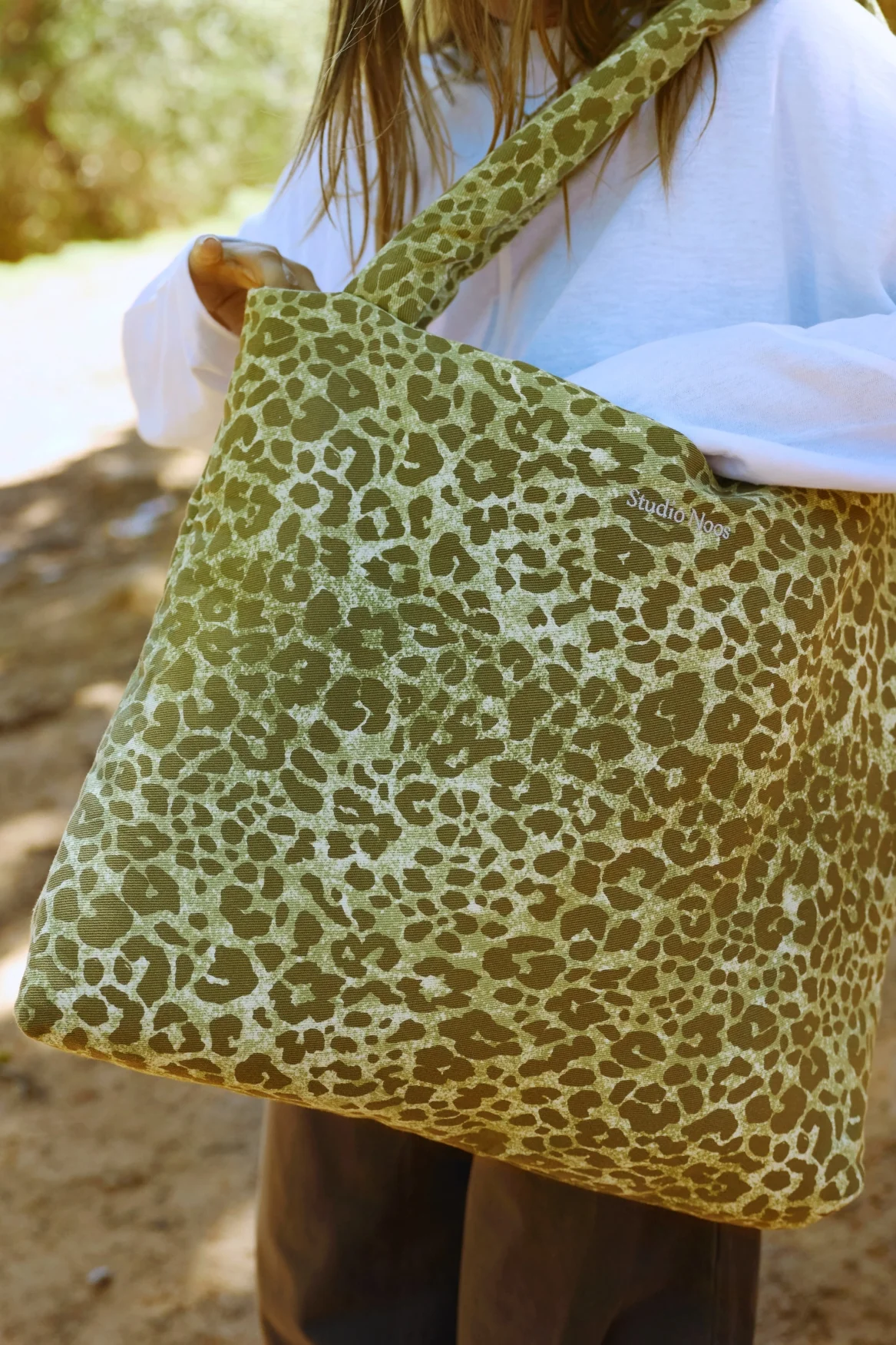 Cotton Mom Bag | Green Leopard - Image 6