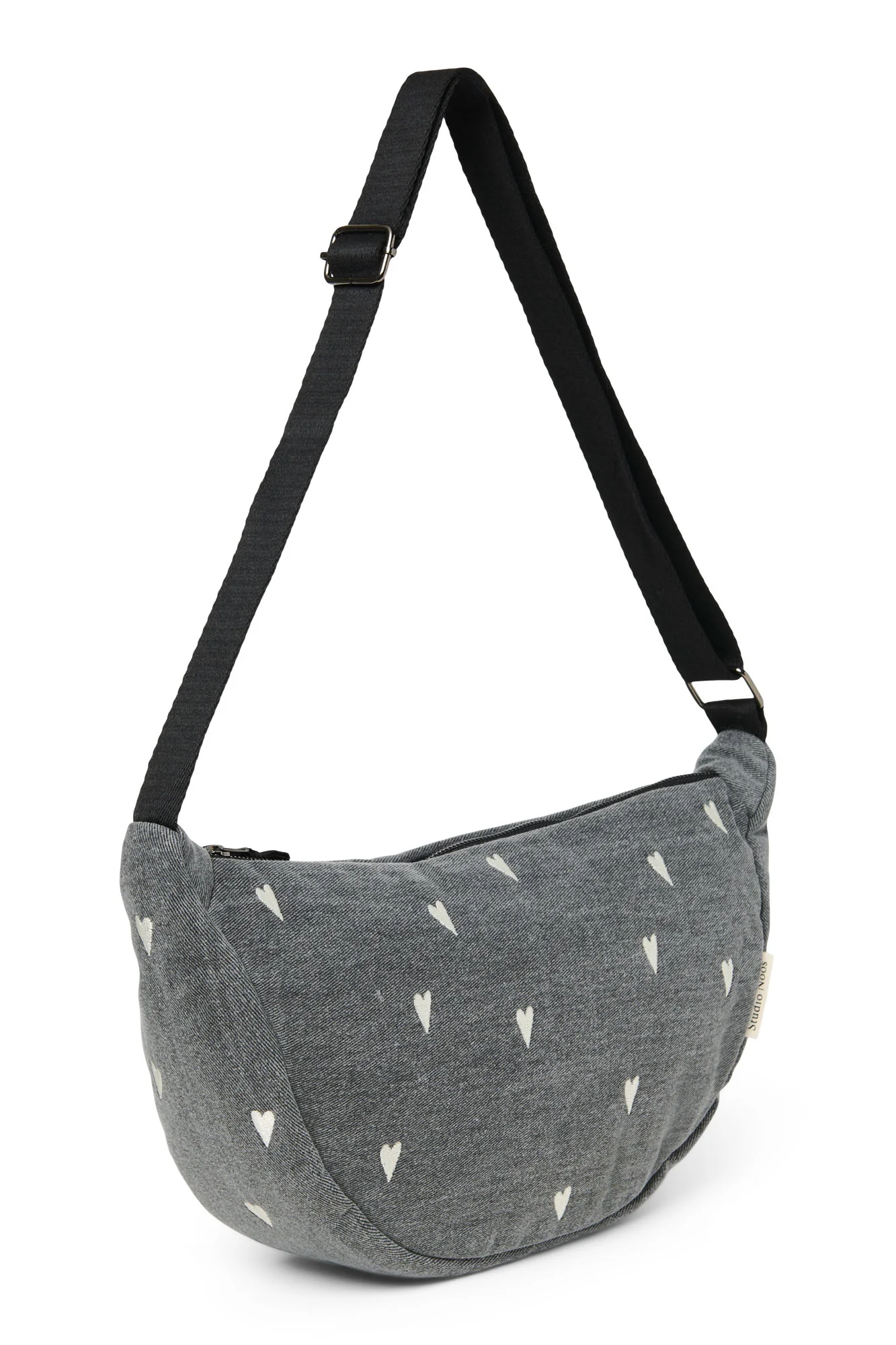 Denim Adult Fanny Pack | Grey Hearts - Image 3
