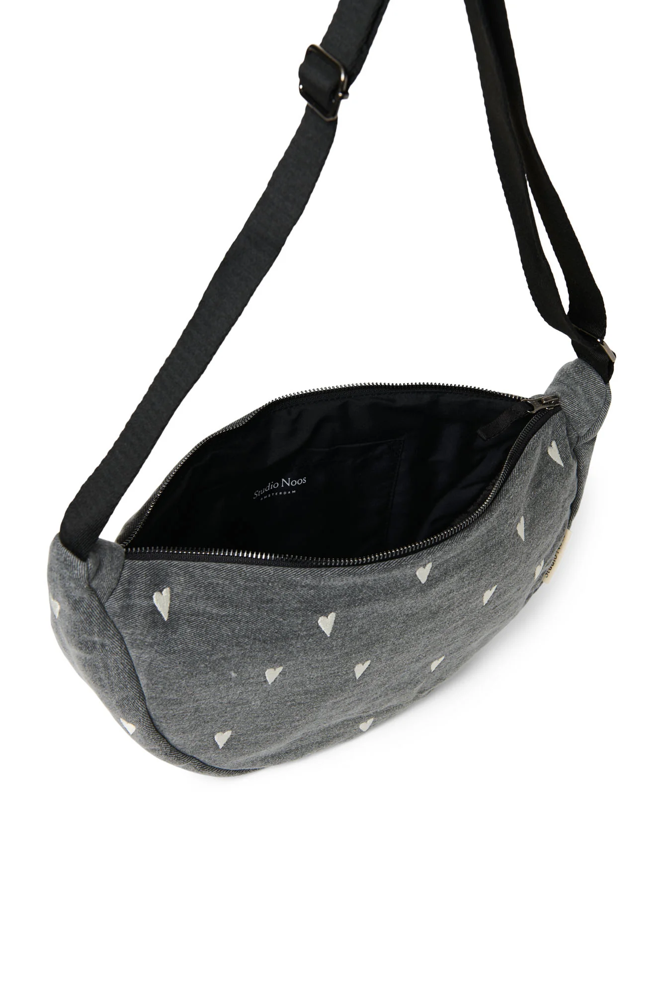 Denim Adult Fanny Pack | Grey Hearts - Image 5
