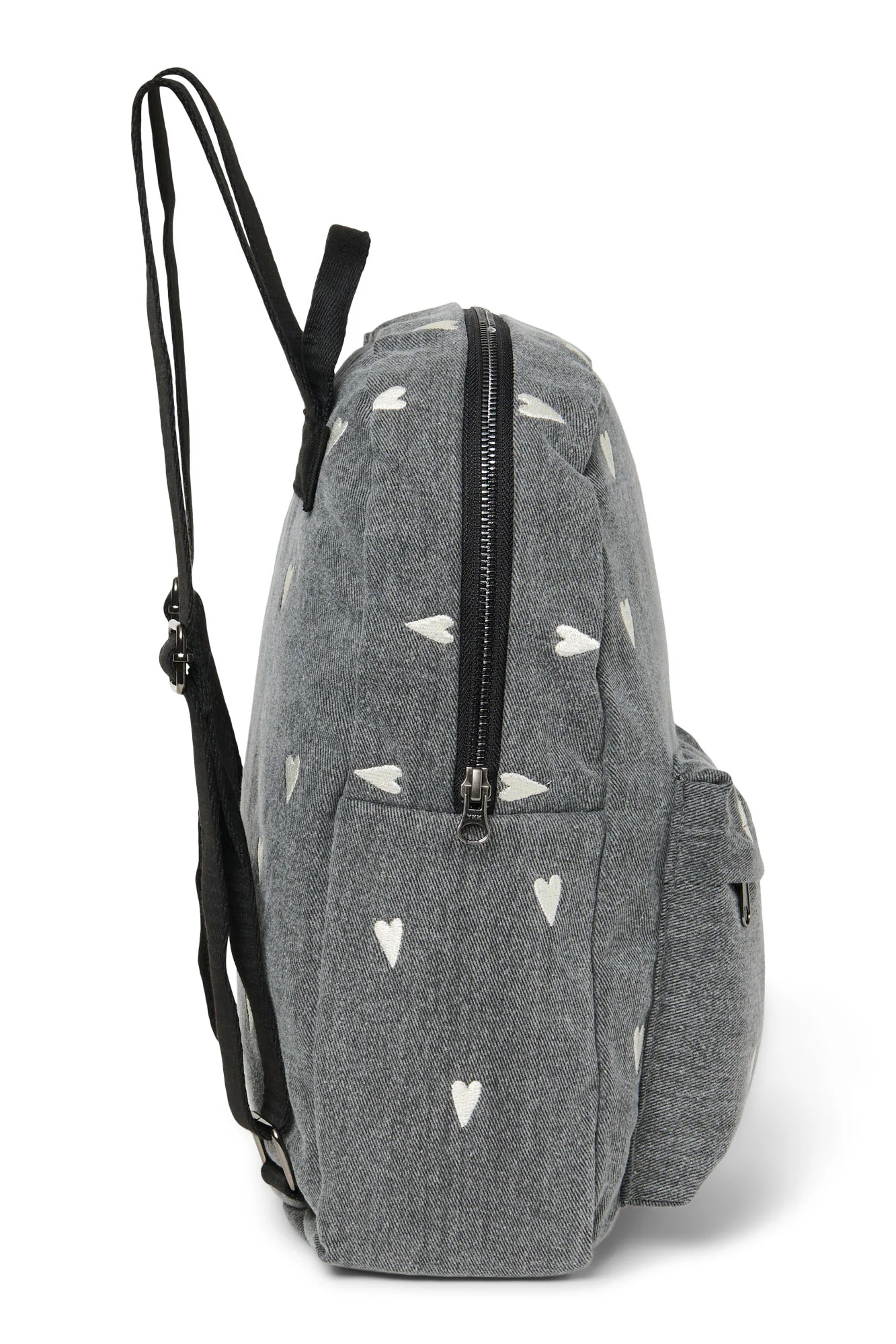 Denim Midi Backpack | Grey Hearts - Image 3
