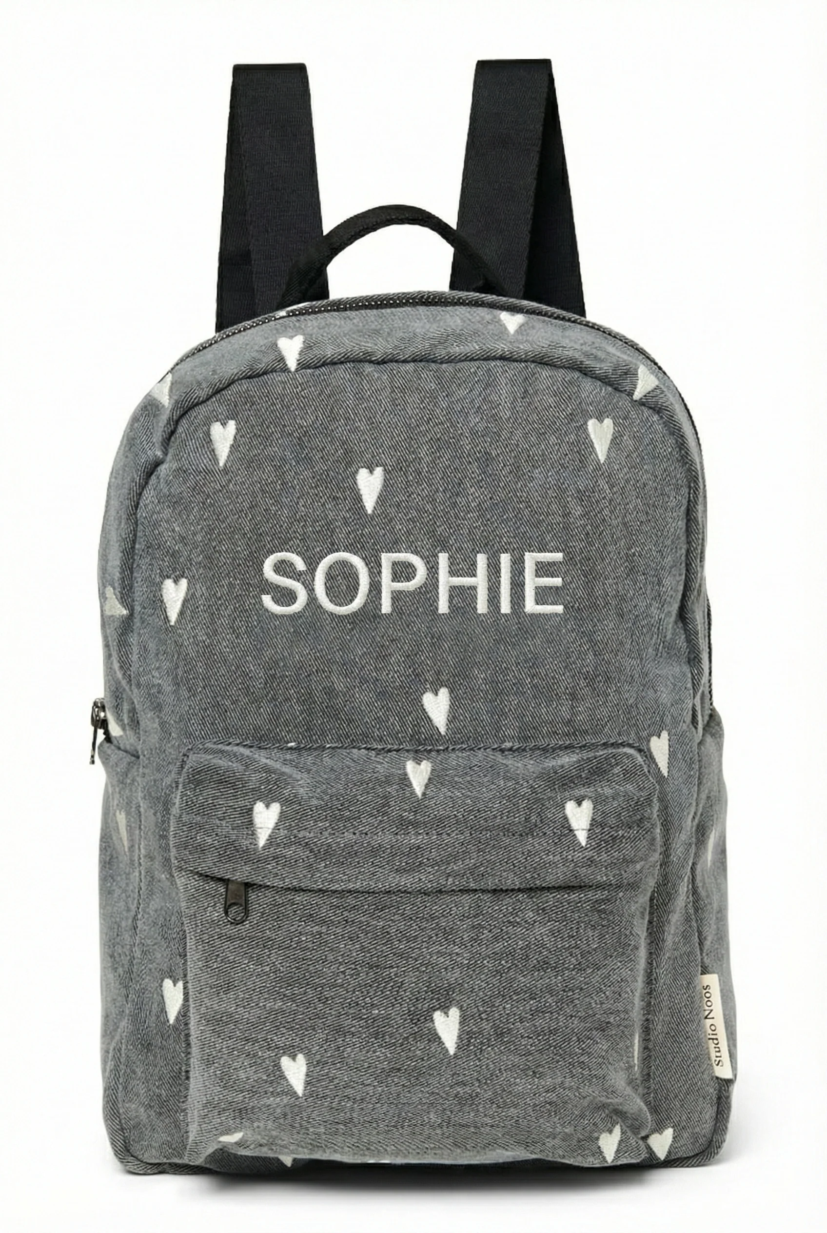 Denim Midi Backpack | Grey Hearts - Image 5