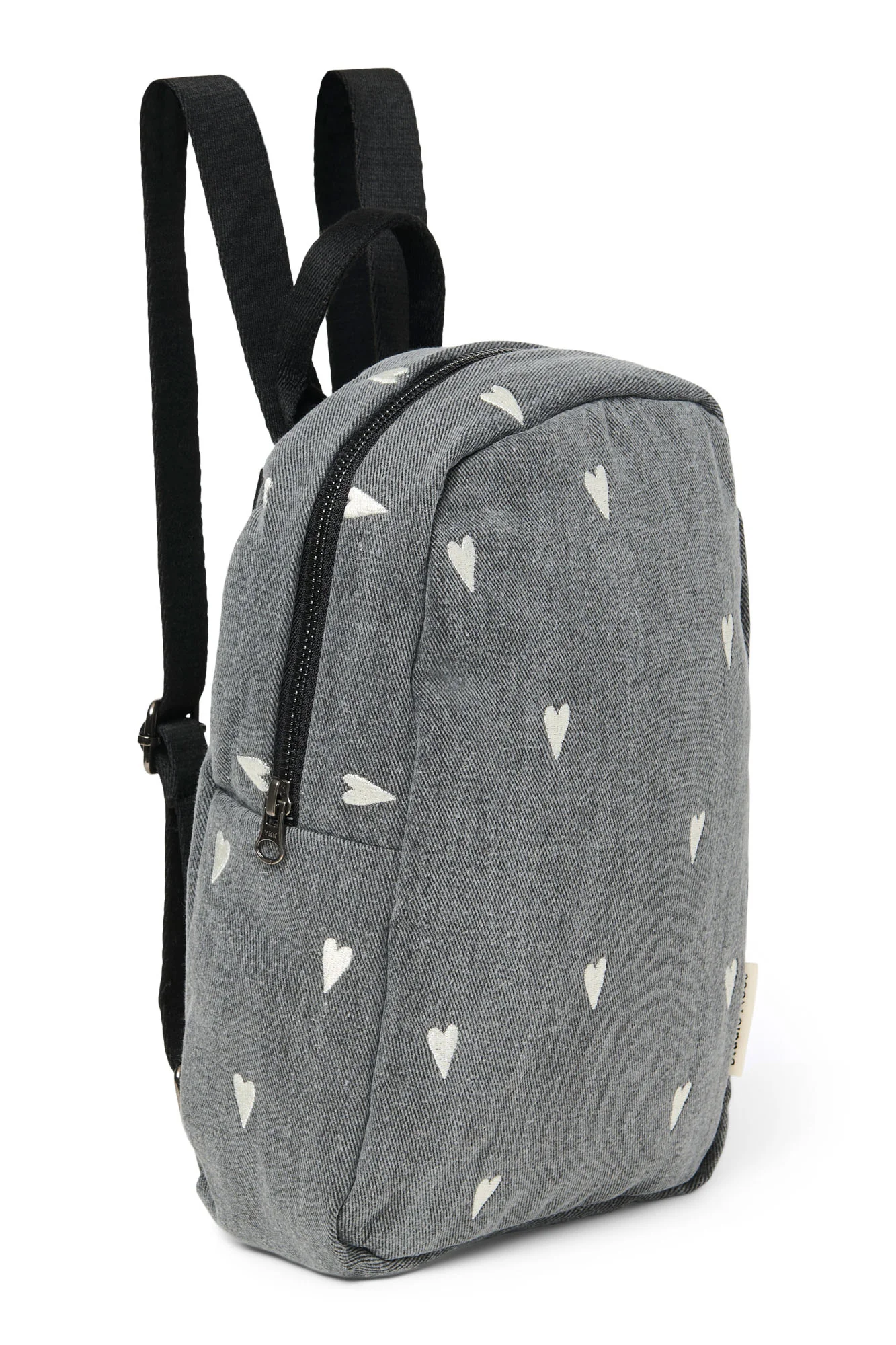 Denim Mini Backpack | Grey Hearts - Image 3