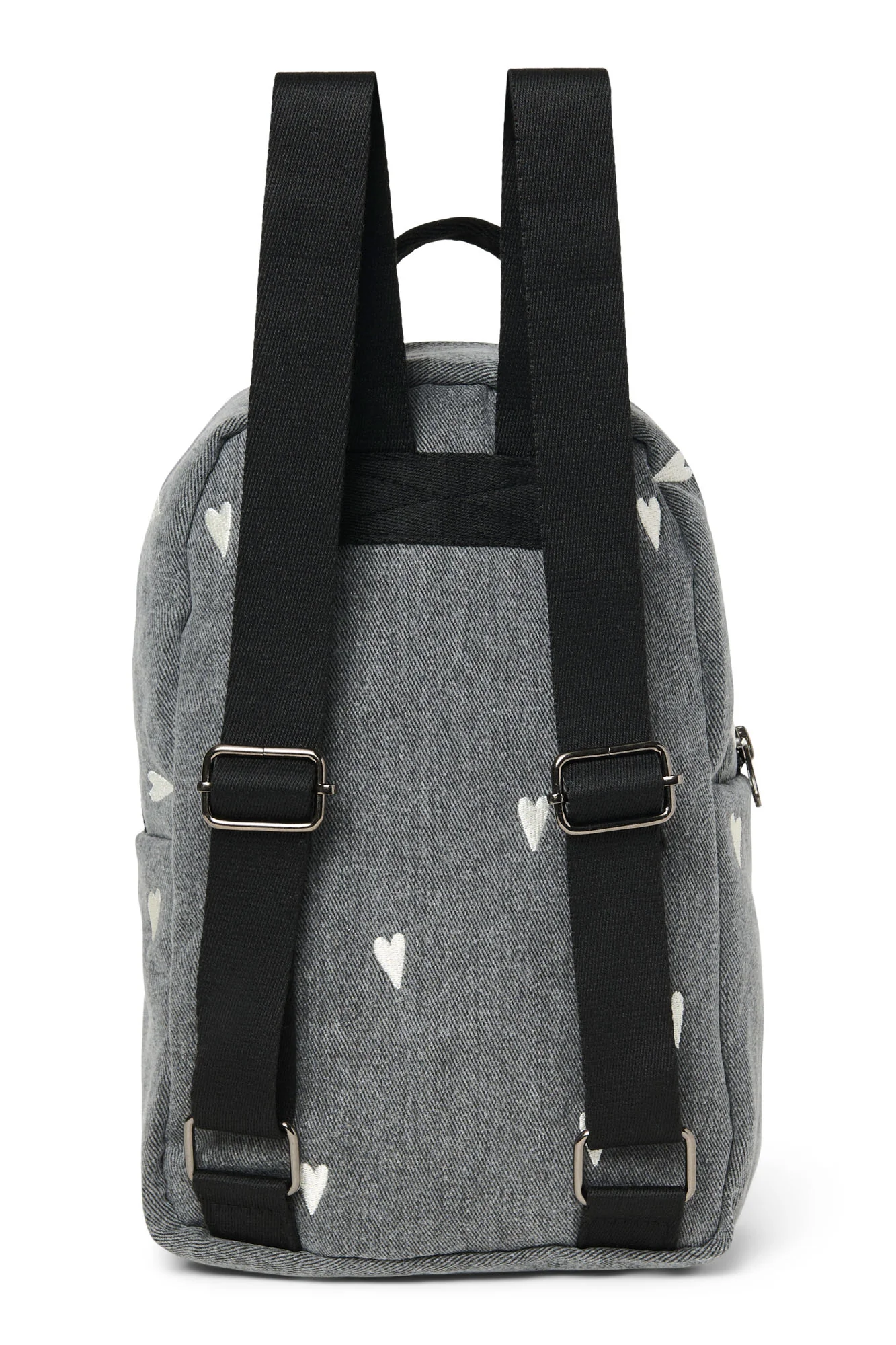 Denim Mini Backpack | Grey Hearts - Image 5