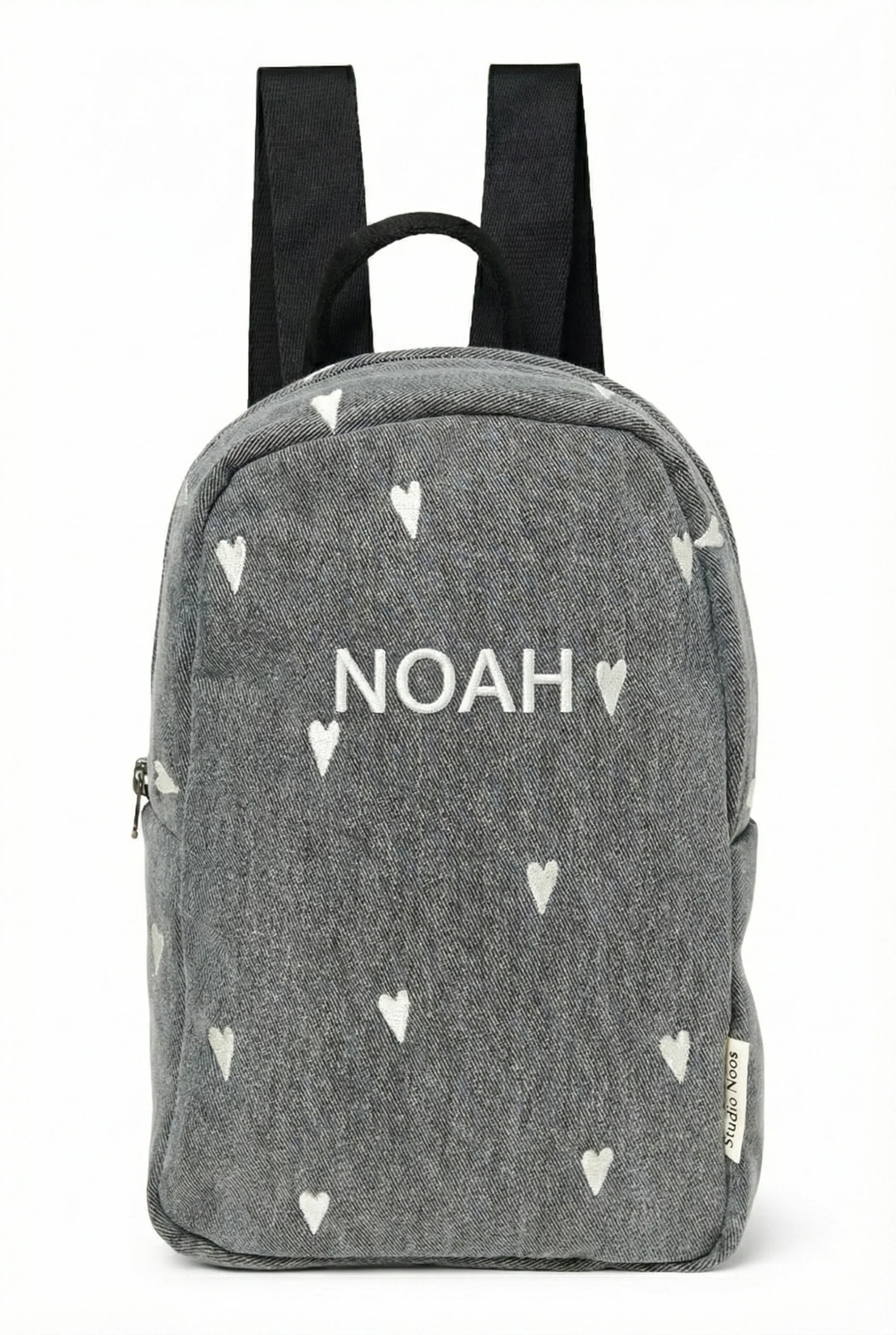Denim Mini Backpack | Grey Hearts - Image 6
