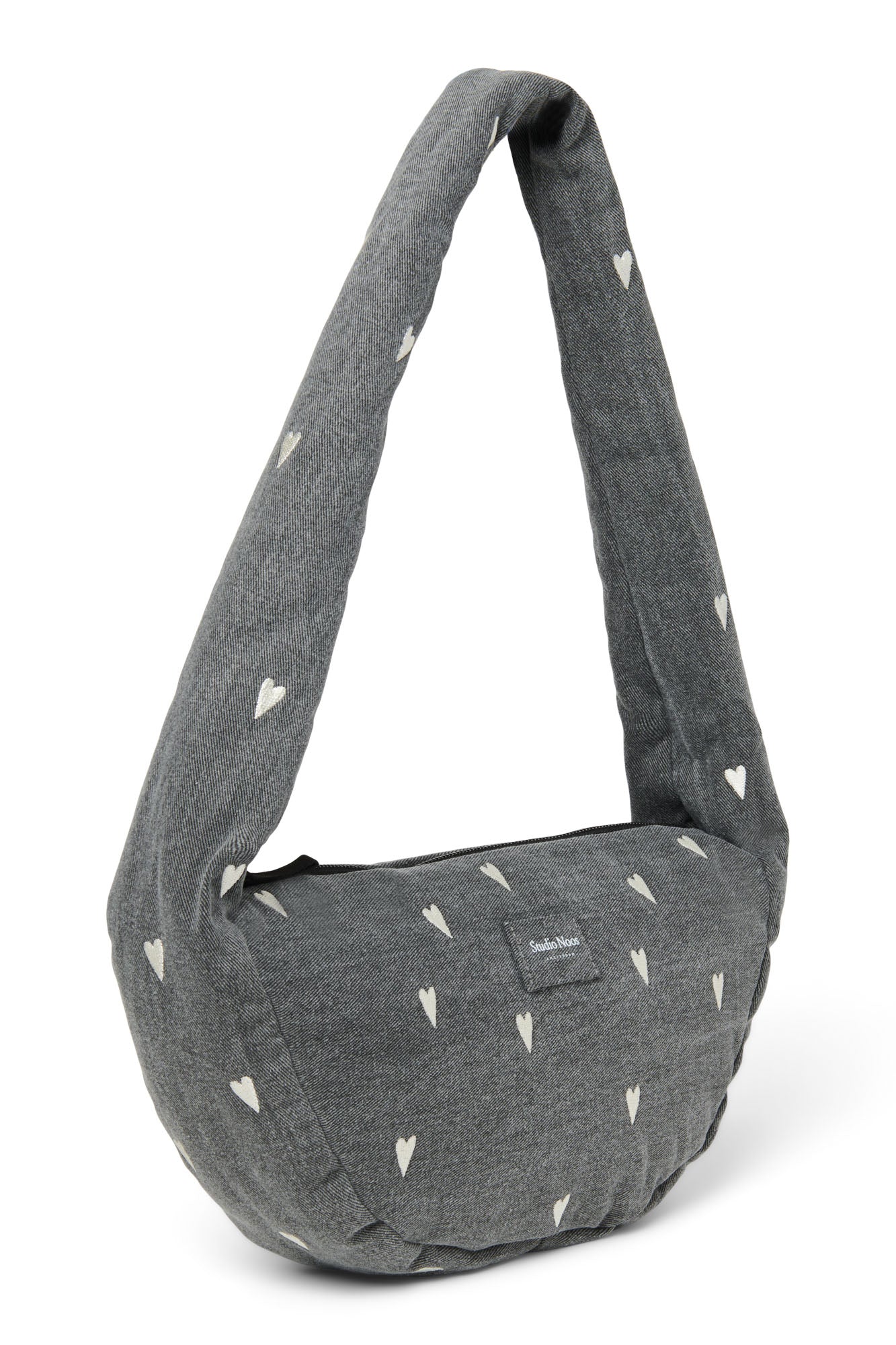 Denim Mini Cross Body Bag | Grey Hearts - Image 4