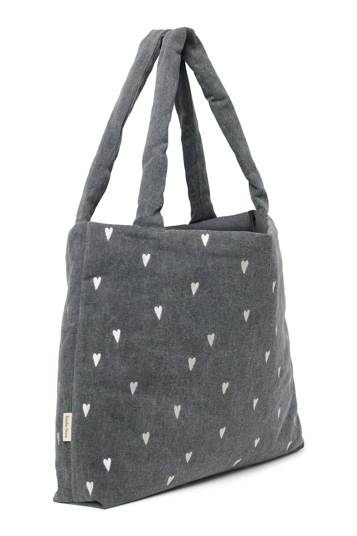 Denim Mom Bag | Grey Hearts - Image 3