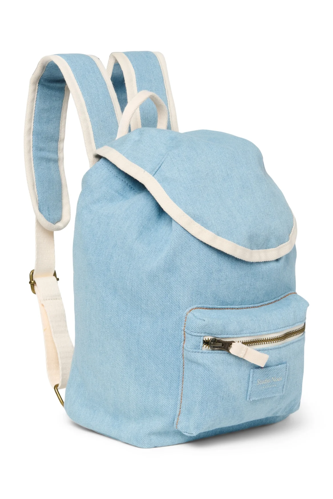 Denim Solid Midi Backpack Drawstring | Blue - Image 3