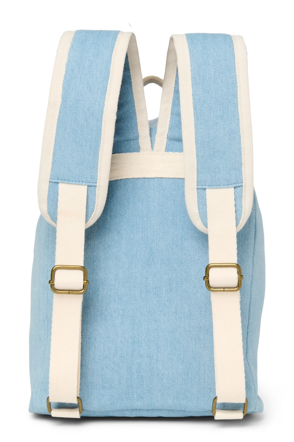 Denim Solid Midi Backpack Drawstring | Blue - Image 4