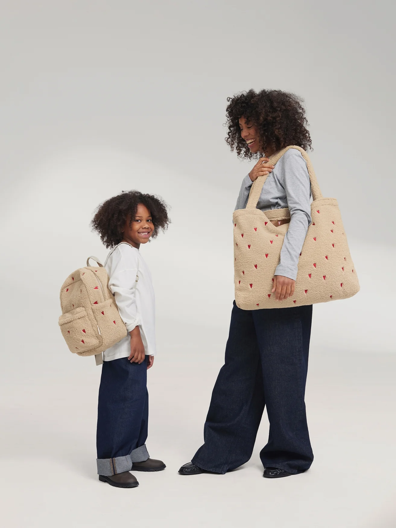Teddy Midi Backpack | Ecru Hearts - Image 9