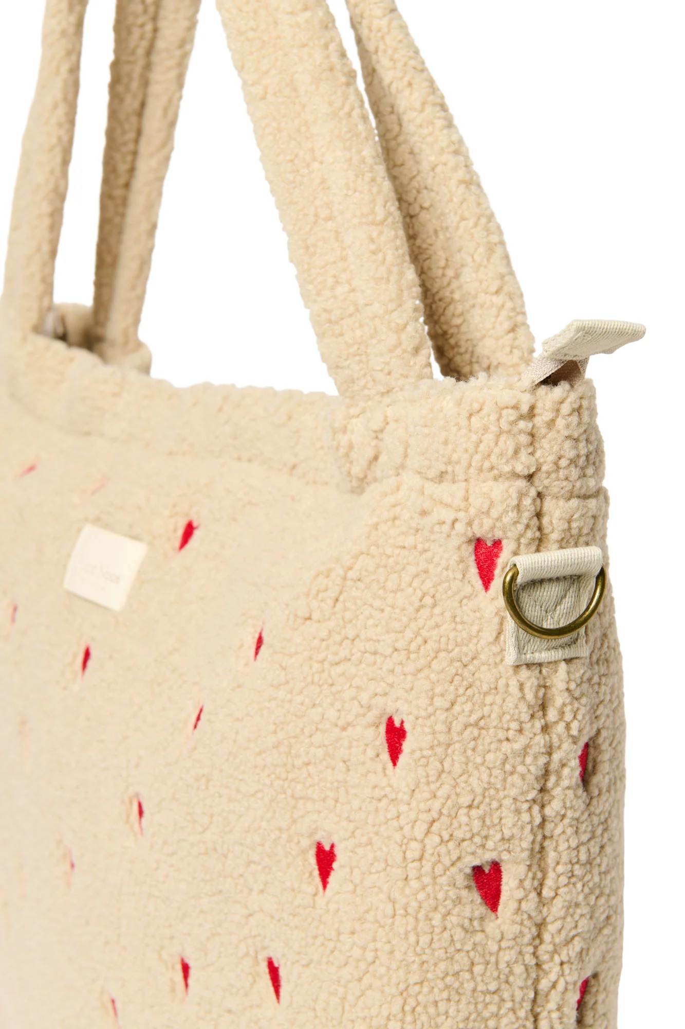 Teddy Diaper Bag | Ecru Hearts - Image 8