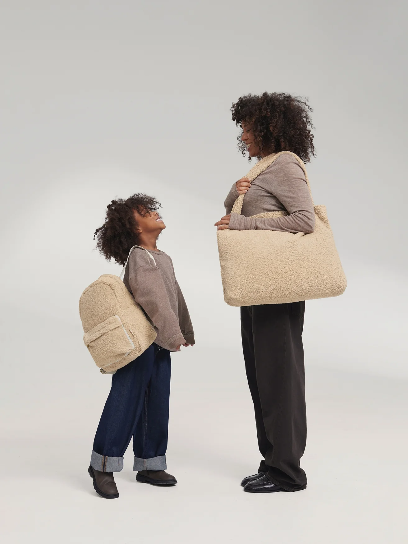 Teddy Midi Backpack Front Pocket | Ecru - Image 11
