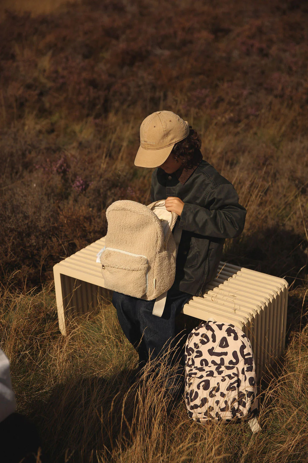 Teddy Midi Backpack Front Pocket | Ecru - Image 9