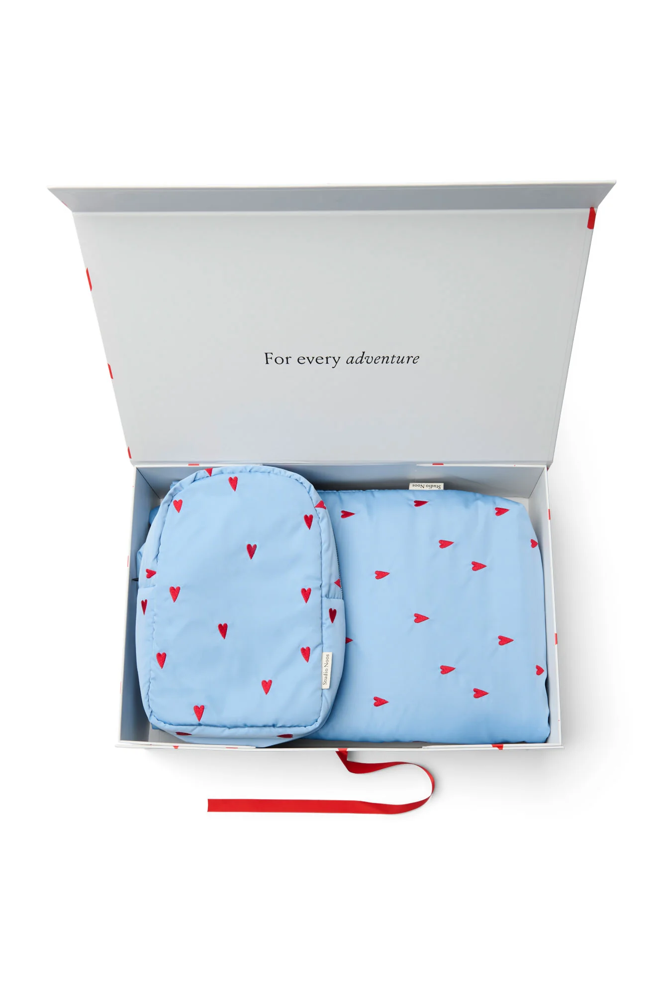 Matching Puffy Gift Set | Light Blue Hearts