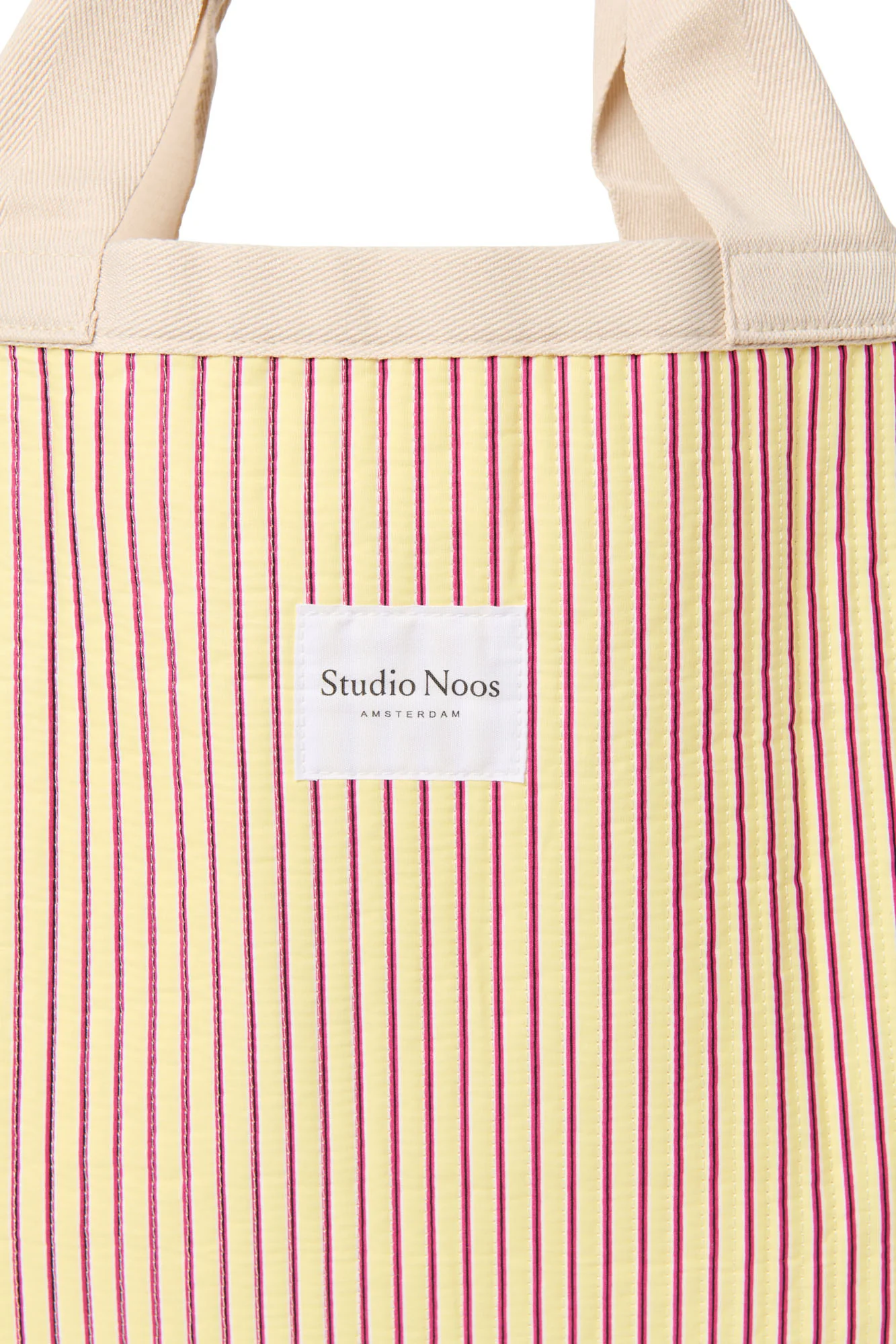 Poplin Striped Beach Bag | Butter Yellow - Image 7