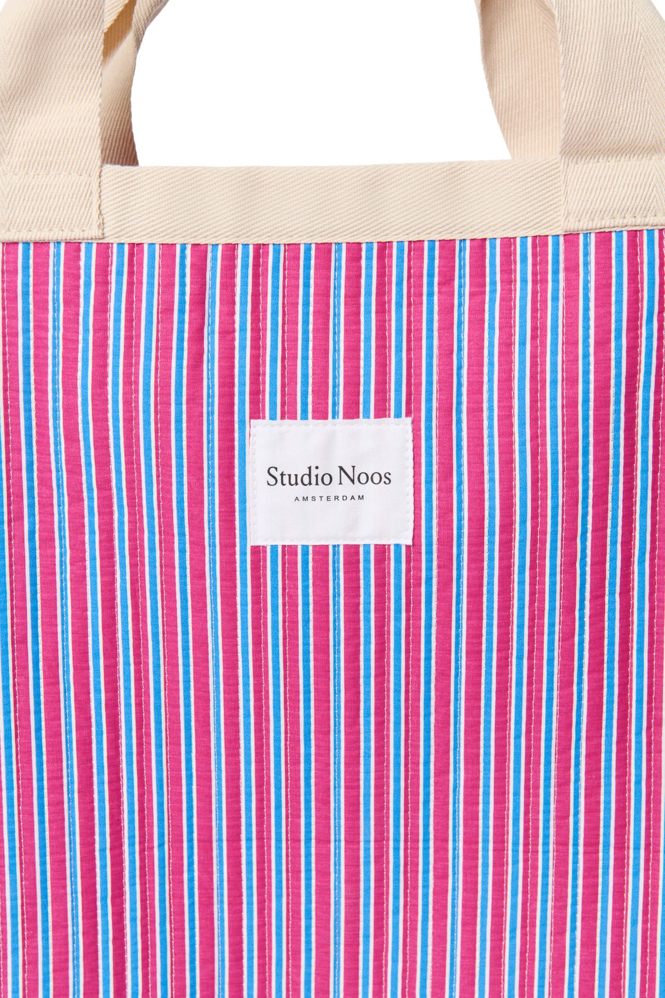 Poplin Striped Beach Bag | Raspberry - Image 6