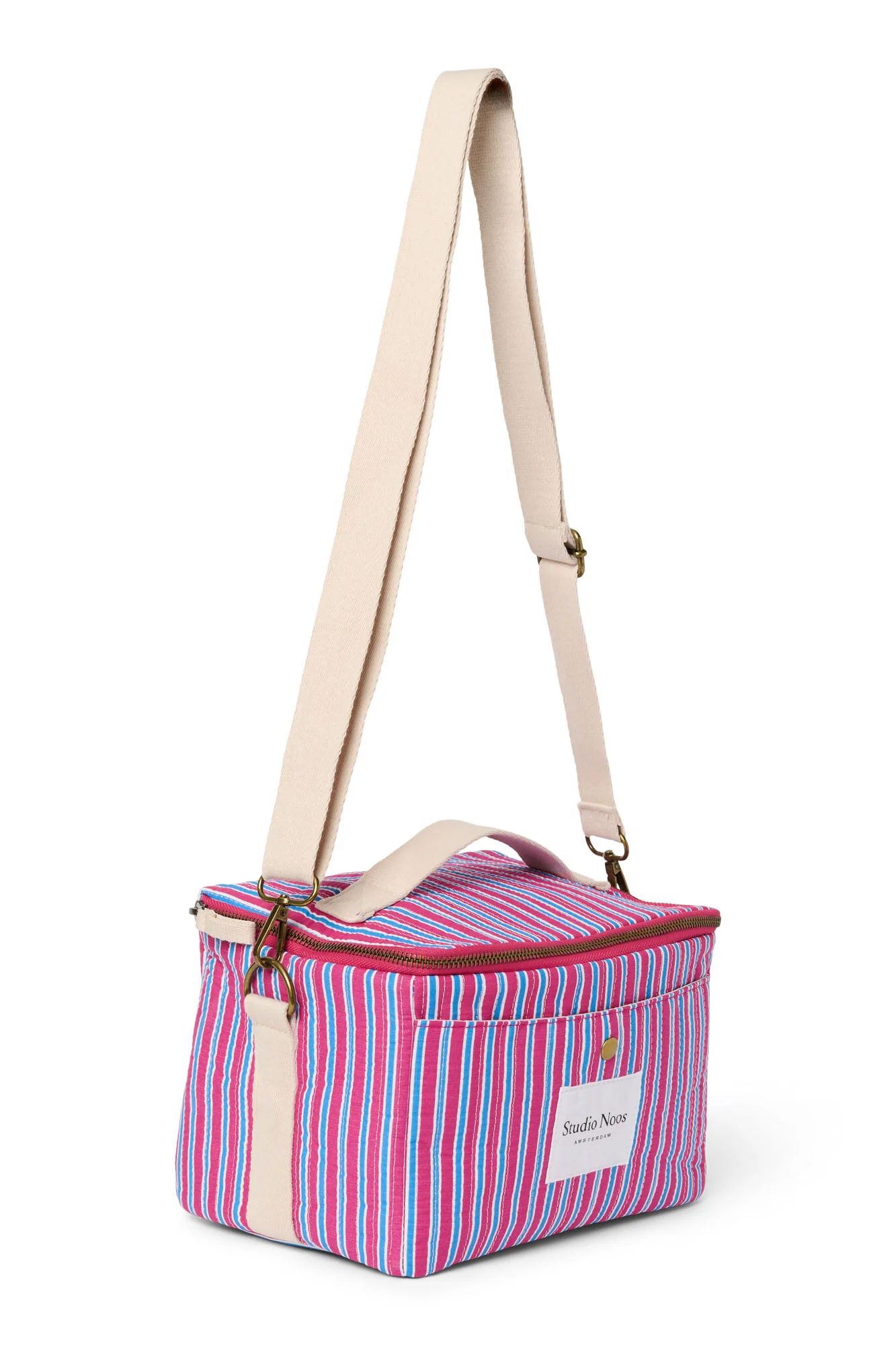 Poplin Striped Cooler Bag | Raspberry - Image 5