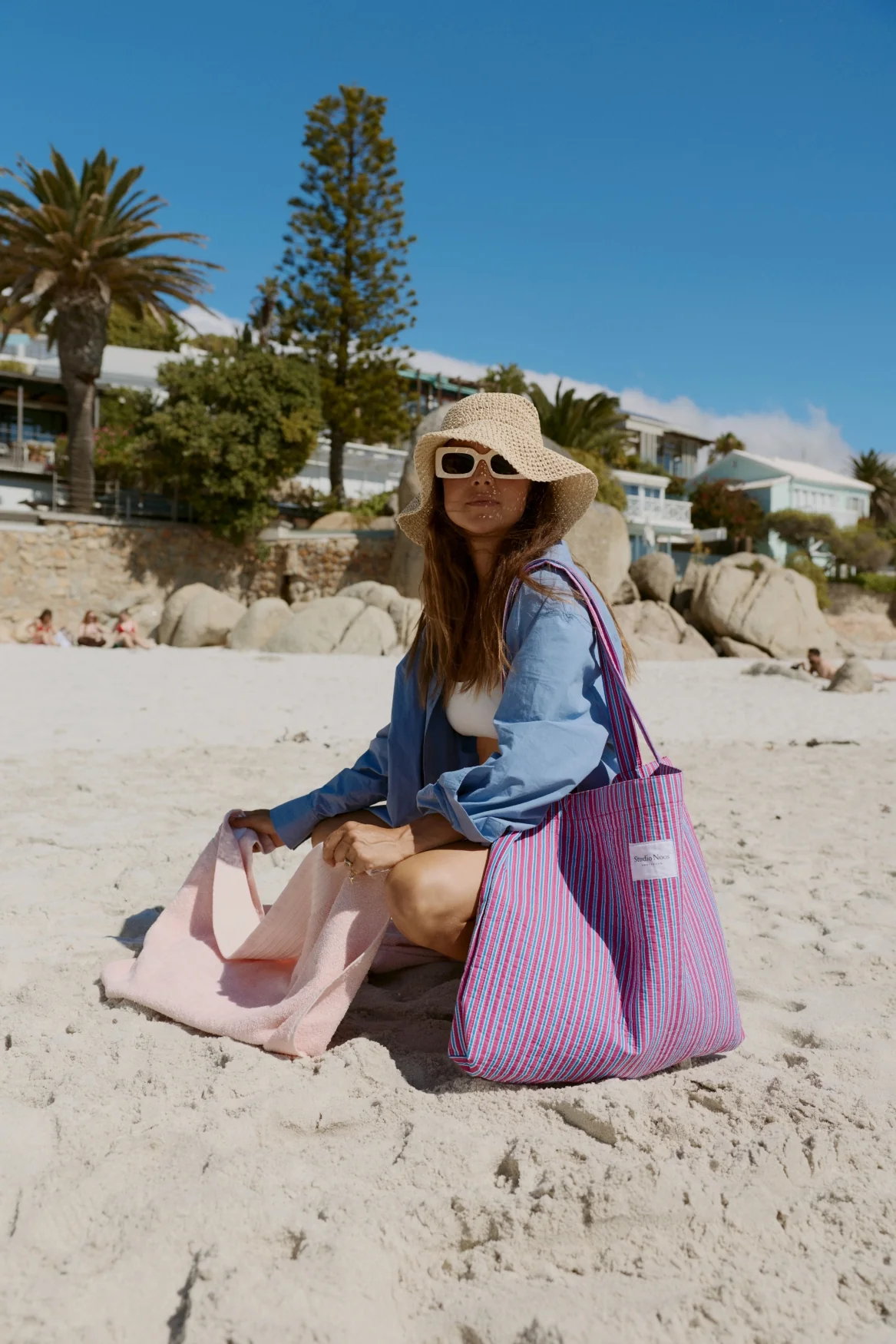 Poplin Striped Mom Bag | Raspberry - Image 7