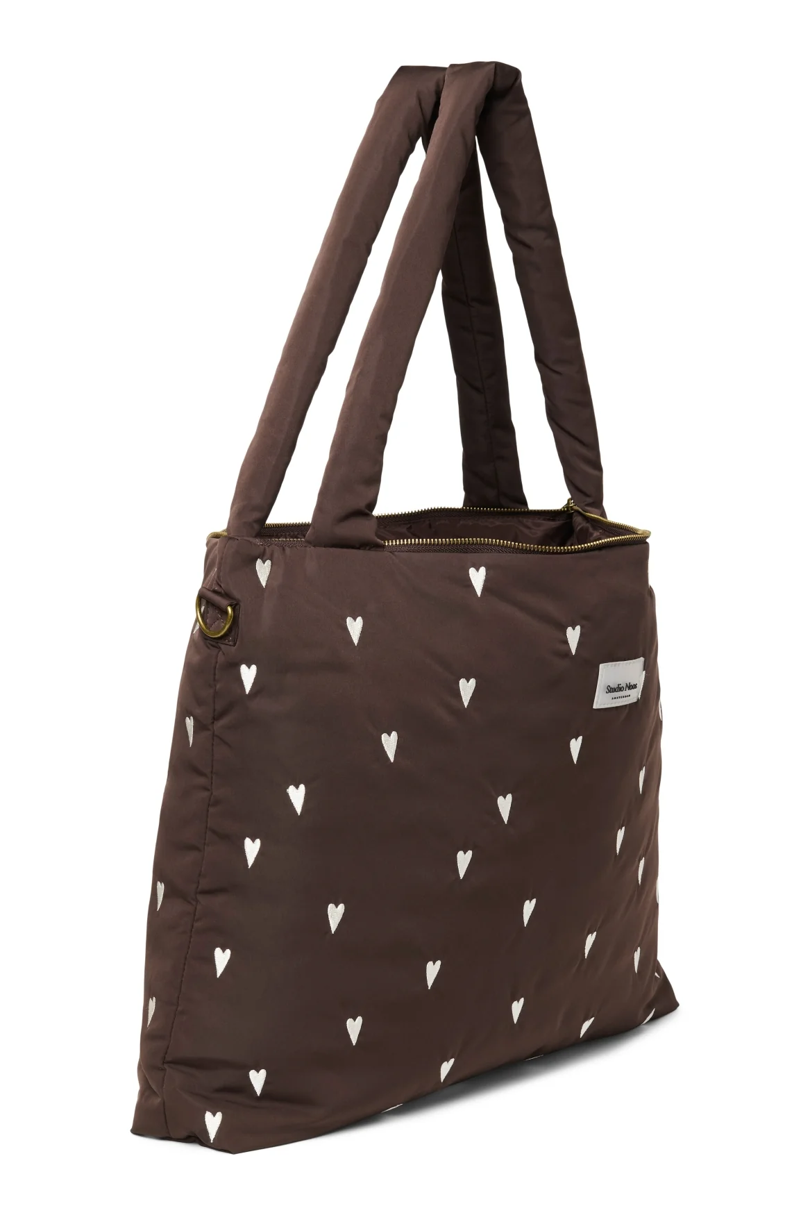 Puffy Diaper Bag | Brown Hearts - Image 3