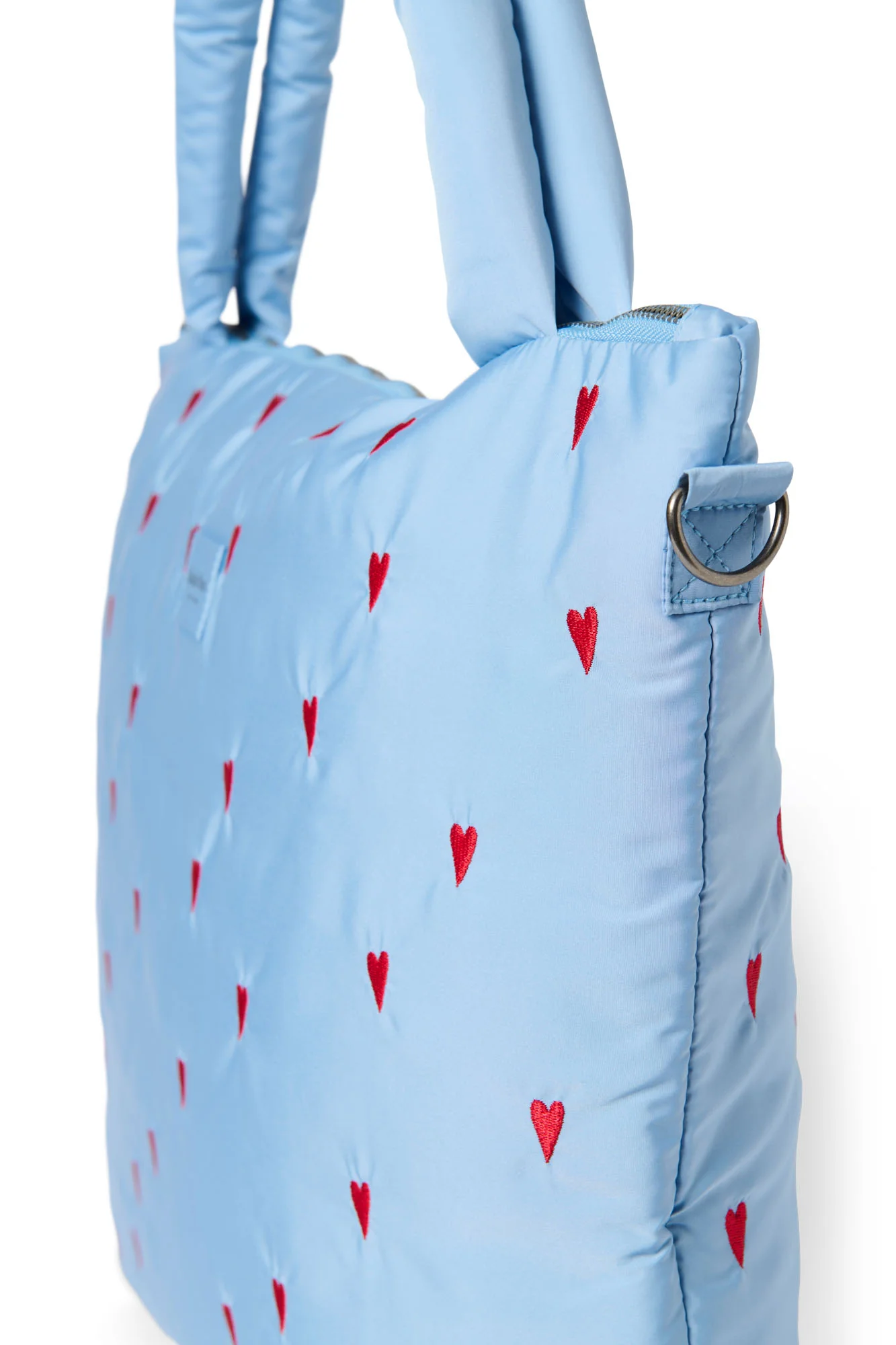 Puffy Diaper Bag | Light Blue Hearts - Image 3
