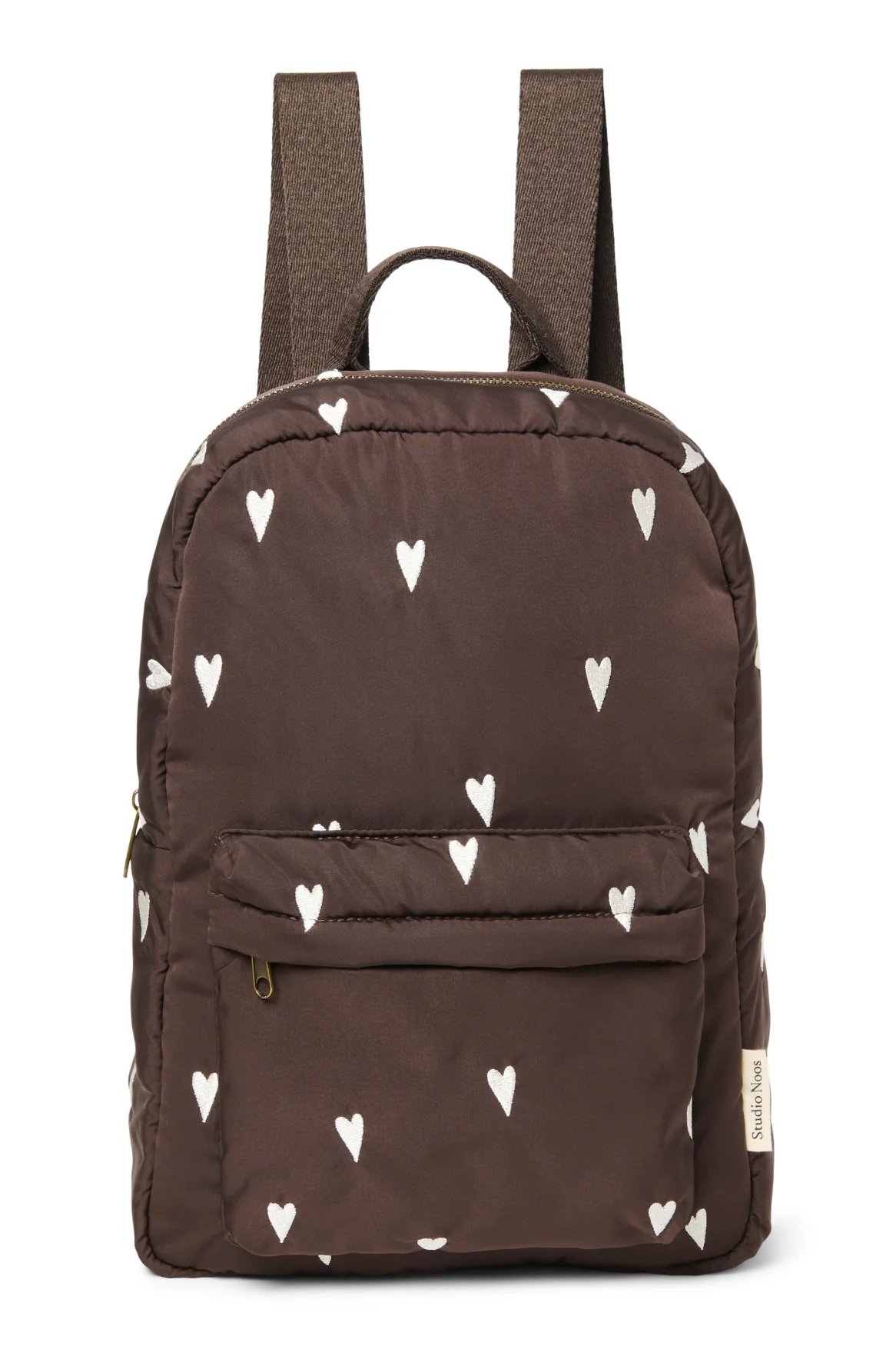 Puffy Midi Backpack | Brown Hearts