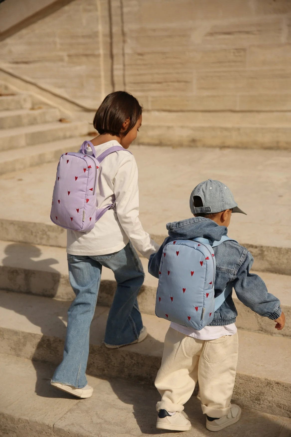 Puffy Mini Backpack | Light Blue Hearts - Image 6
