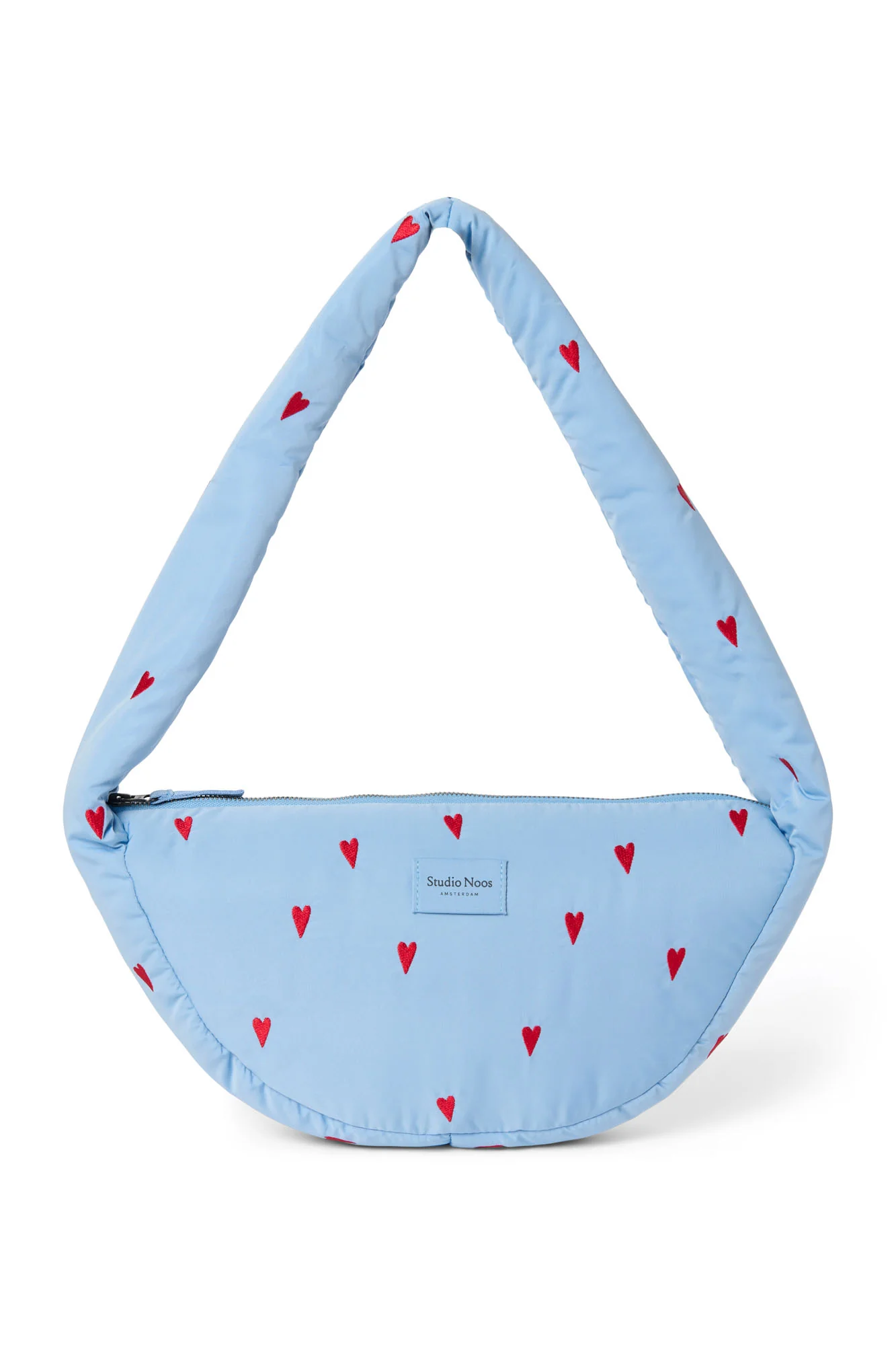 Puffy Mini Cross Body Bag | Light Blue Hearts