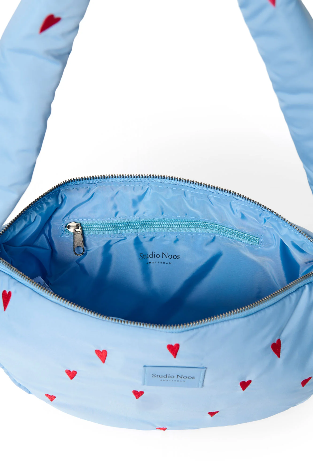 Puffy Mini Cross Body Bag | Light Blue Hearts - Image 5