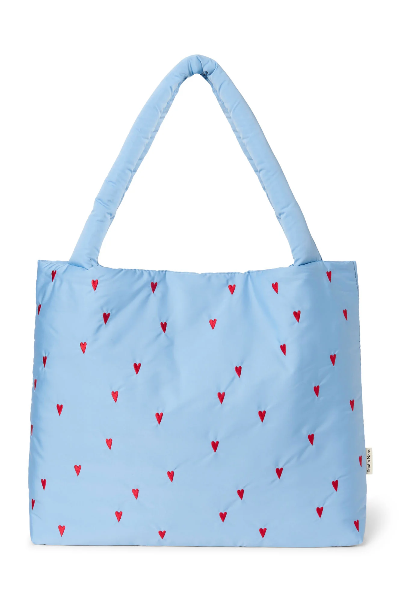 Puffy Mom Bag | Light Blue Hearts